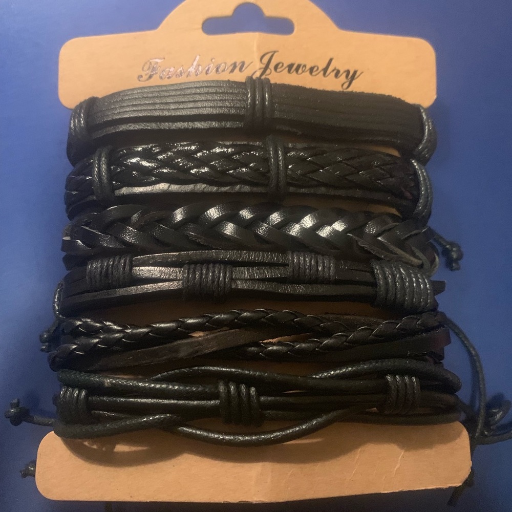 Black leather bracelets